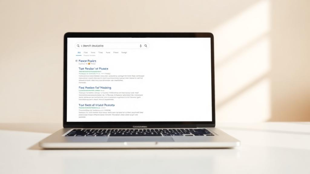 Laptop displaying a search results page